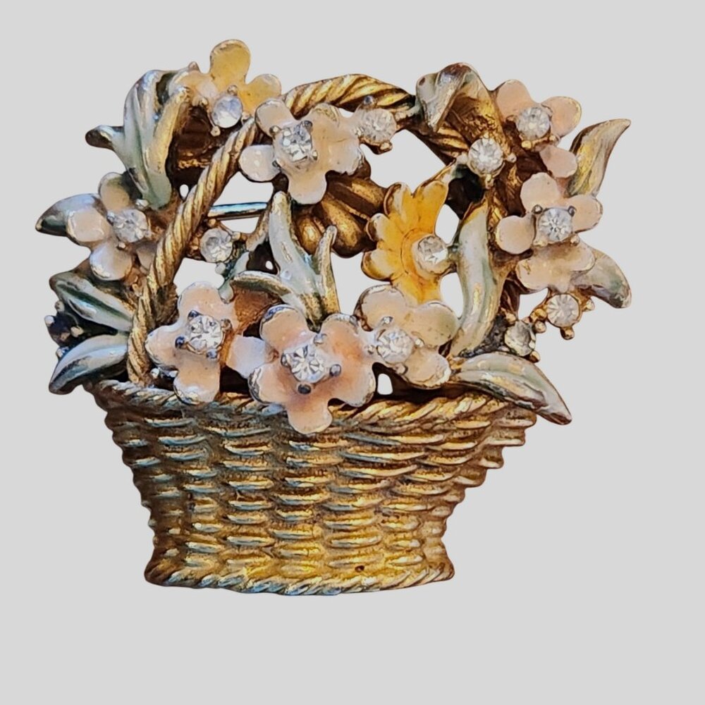 My Fair Lady BSK Brooch flower basket 1.75" x 1.5"
